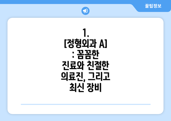 1.  [정형외과 A] : 꼼꼼한 진료와 친절한 의료진, 그리고 최신 장비