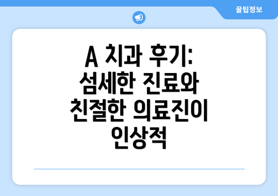 A 치과 후기: 섬세한 진료와 친절한 의료진이 인상적