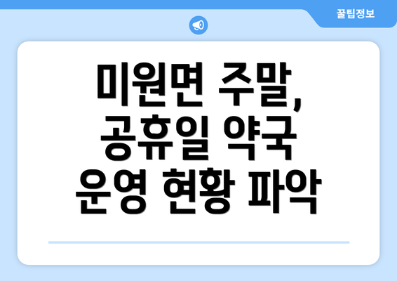 미원면 주말, 공휴일 약국 운영 현황 파악