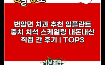 번암면 치과 추천 임플란트 충치 치석 스케일링 내돈내산 직접 간 후기 | TOP3