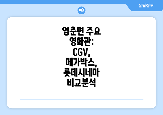 영춘면 주요 영화관: CGV, 메가박스, 롯데시네마 비교분석